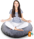 Cheer Collection Extra Large Floor Pillow, 32" Round Meditation Cushion, Oversized Yoga Pillow & Floor Cushions for Adults, Floor Pillows for Sitting, Meditation, and Seat Cushion -Grey