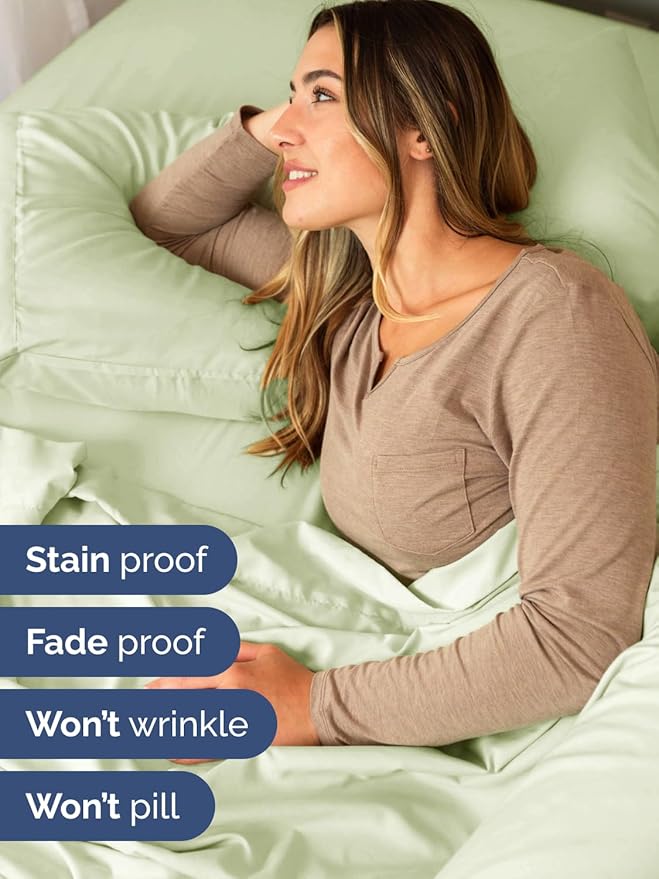 Extra Deep Pocket Full Sheets - 4 Piece Breathable & Cooling Bed Sheets - Hotel Luxury Bed Sheet Set - Soft, Wrinkle Free & Comfy - Easily Fits Extra Deep Mattresses - Light Sage Green Sheets Set