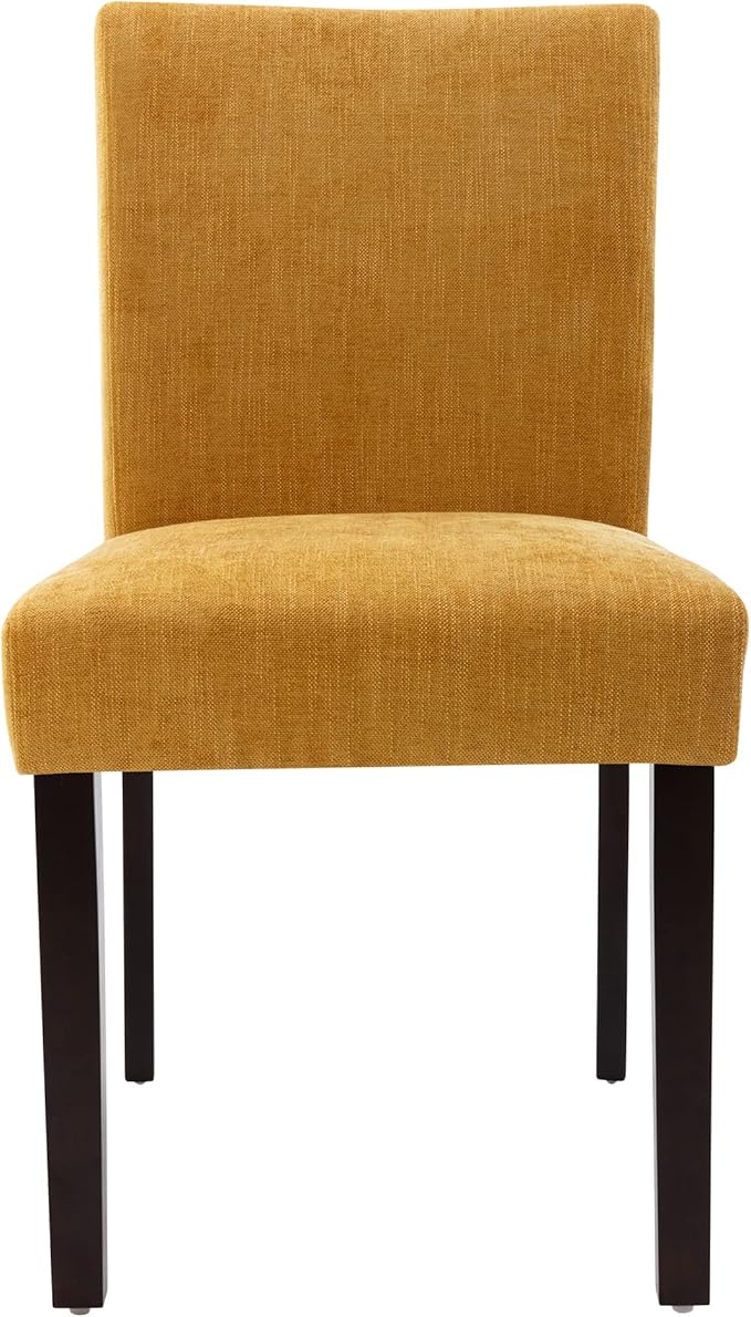 Watson & Whitely Upholstered Dining Chairs Set of 6, Fabric Armless Dining Room Chairs with Solid Wood Legs & Back Side Chair for Kitchen, Living Room, Restaurant, Bright Yellow