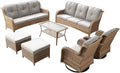 Rilyson Patio Furniture Swivel Chairs Set - 7 PC Wicker Rattan Outdoor Sectional Conversation Sets with 2 Rocking Chairs,2 Ottoman,2 Sofa and 1 Coffee Table for Porch Deck Garden(Yellow/Beige)
