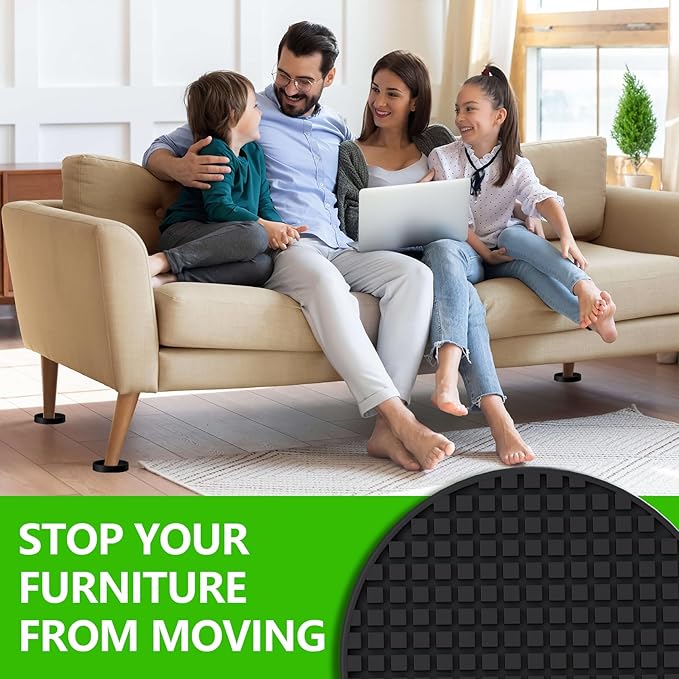 Non Slip Furniture Pads - 2.5" Anti Skid Caster Cups, 16PCS Round Furniture Coasters for Hardwood Floors,Anti Slide Furniture Cup Bed Couch Floor Protectors,Furniture Stoppers to Prevent Sliding,Black