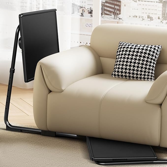 ZUCONKITCH Adjustable TV Tray Tables with 6 Height & 3 Tilt Angle, Folding TV Dinner Tray,TV Table with Cup Holder on Bed & Sofa (1 Pack, Black)