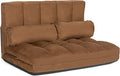 DORTALA Foldable Floor Sofa, 6-Position Adjustable Lounge Couch with 2 Pillows & Suede Cloth Cover, Modern Lounge Mattress Video Gaming Lazy Couch, Suede Floor Seating Sofa, 71" x 44.5", Beige