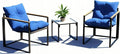 3D MATRIX Patio Furniture Set, 3 Piece Bistro Patio Sets, Small Bistro Set, Small Balcony Furniture (Blue)