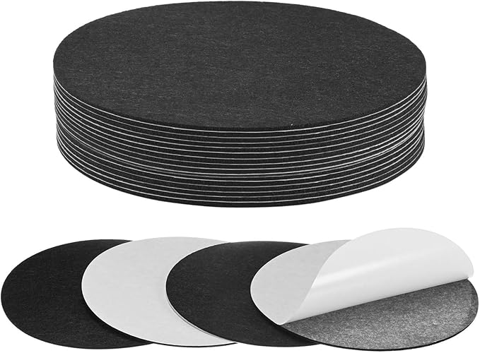 20-Pack Lamp Base Felt, 7 Inch Dia. 2mm Thick Self Adhesive Round Fabric Felt Pads for Lamp/Furniture/DIY, Non-Slip Fiber Backed Patch Circles with Adhesive Backing [Black]
