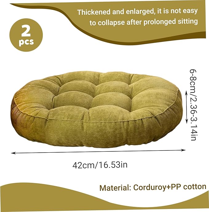 Vistnale Floor Cushions|2PCS Floor Cushions for Sitting, 17 Inch Round Corduroy Seats, Soft Comforable Meditation Cushion for Living Room Tatami Yoga