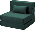 Folding Sofa Bed with Pillow- Convertible Chair Floor Couch & Sleeping Mattress, Foldable Memory Foam Sleeper for Living Room/Dorm/Guest Room/Home Office/Apartment/Loft, Single28, Dark Green