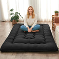 DAICO Japanese Floor Mattress, 4'' Thicken Futon Mattress Tatami Mat, Sleeping Pad Foldable Roll Up Mat for Camping and Guest Room, Queen Size 60''*80'', Black