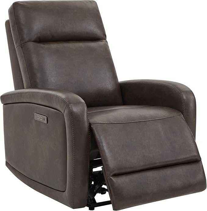 Watson & Whitely Recliner Chair, Zero Wall Reclining Sofa Chair W Power Headrest Type-C Charger, Small Faux Leather RV Recliners Home Theater Seating for Living Room, Chocolate