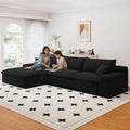 107" Cloud Sectional Couch with L-Shape Chaise, Modern Corduroy Viral Boneless Sofa for Living Room,Memory Foam Couches in a Box with Deep Seat,No Assembly Required (Jet Black,Left-Facing Chaise)