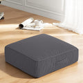 PRIMEPATIO Floor Pillow for Adults, 8" Square Floor Cushions with Washable Cover, Large Corduroy Meditation Pillow, 24 inches Tatami Seat with Handle for Living Room or Yoga, Dark Grey