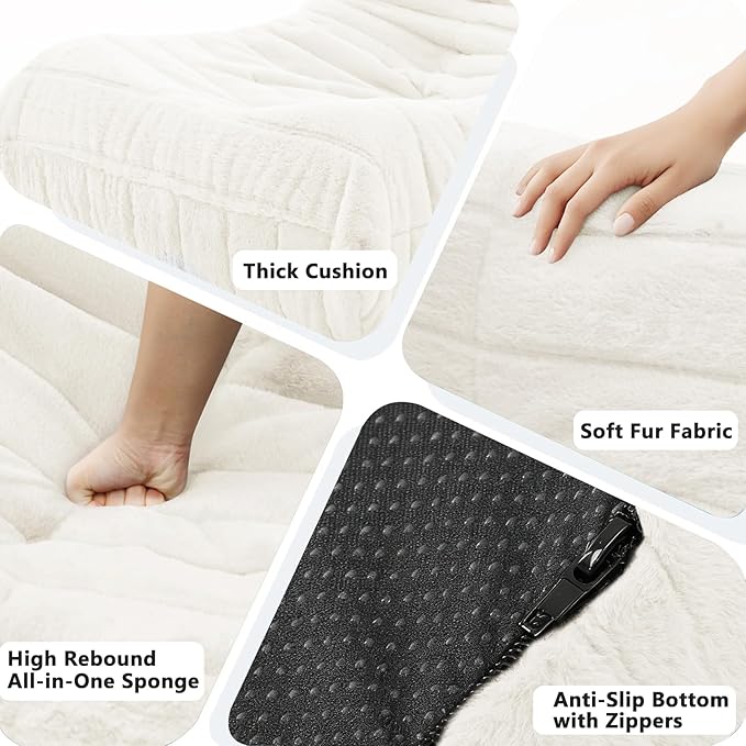 Bean Bag Chair for Adults, Giant Bean Bag Sofa Oversized Beanbag Chairs, Fireside Bean Bag Couch with High Density Sponge Filled Large Bean Bags Chair for Apartment Living Room Bedroom, Beige
