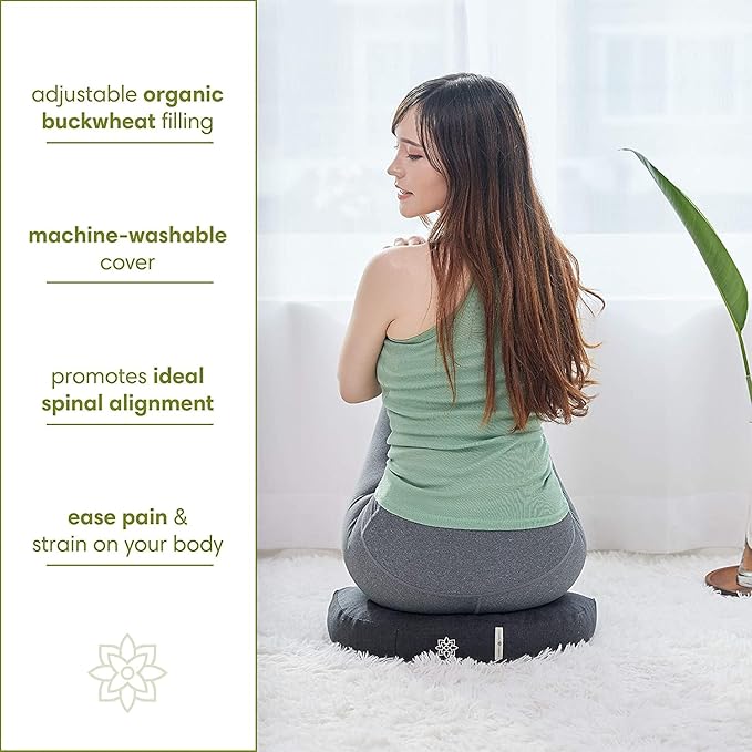 Mindful Modern Travel Meditation Cushion | Outdoor Floor Cushions for Adults | Stylish Outdoor Decor | Portable Mindfulness Pillow | Accessories for Women | Washable Cover