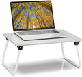Ruxury Foldable Lap Desk Laptop Stand Bed Desk Table Tray, Breakfast Serving Tray, Portable & Lightweight Mini Table, Lap Tablet Desk for Sofa Couch Floor - White
