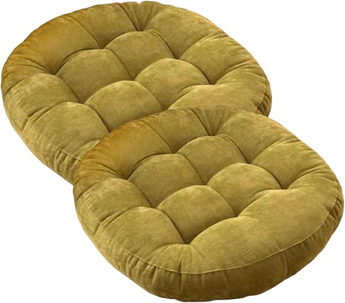 Vistnale Floor Cushions|2PCS Floor Cushions for Sitting, 17 Inch Round Corduroy Seats, Soft Comforable Meditation Cushion for Living Room Tatami Yoga
