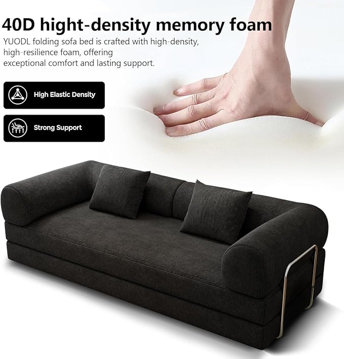 YUODL 78.8" Modular Sofa Bed - 4-in-1 Convertible Design with Corduroy Fabric and High Density Sponge, Removable Cover and Fixed Frame