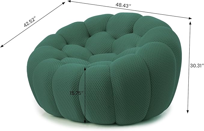 WJShome Bubble Couch,49.21'' Single Sofa,Mesh Fabric Lazy Floor Sofa, 3D Honeycomb Shape Curved Couch for Living Room, Office, Apartment (Green, 48.43" D)
