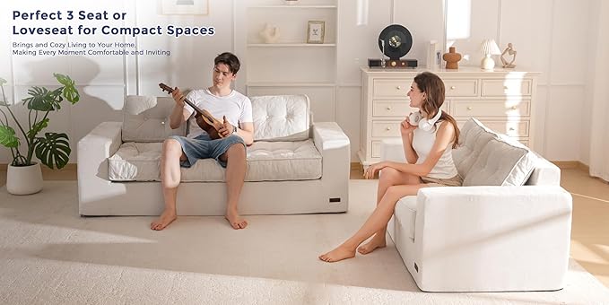 MAXYOYO Boneless Sofa Couch, Loveseat Sofa for Small Space, Tufted 2-Seater Floor Couch Bean Bag Chair for Living Room Bedroom Apartment, Sofa in a Box, No Assembly Needed, Grey