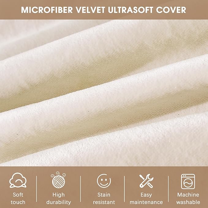 Bean Bag Chairs for Adults - Memory Foam Furniture BeanBag Chair - Kids/Teens Sofa with Soft Micro Fiber Cover - Round Fluffy Couch for Living Room Bedroom College Dorm - 3 ft, Ivory