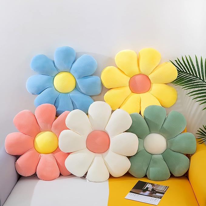 Grafingy Flower Pillow, Flower Shaped Throw Pillow Floor Pillow Soft Seating Cushion Room Decor Plush Pillow for Bedroom, Sofa, Bed, Reading (15 inch, Yellow)