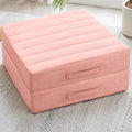 JKMAX 2 Pcs High Density Foam Floor Pillow - Upgraded Large Pillows Seating for Adults - Outdoor Floor Cushion with Soft Tufted Cover - Yoga Pillows for Sitting On Floor - 22 Inch Pink