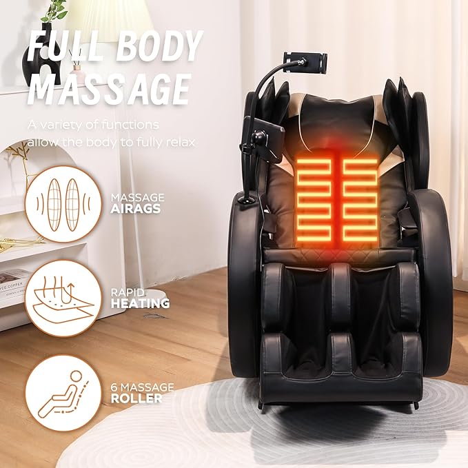2026 Massage Chair for Full Body 4D Zero Gravity, with Body Scan & Heat Therapy, SL-Track Shiatsu Foot Rollers, Yoga Stretch, Heating Function, for Home Office Use (Model 4)