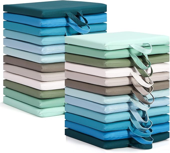 Huwena 24 Pack Floor Cushions 12x12inch Classroom Floor Seating Pillows Bulk Kids Flexible Cushion with Handles for Home School Kindergarten Daycare Nursery(Blue and Green,Square)