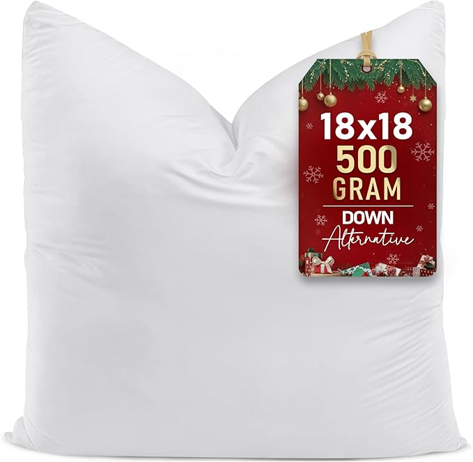 Utopia Bedding Throw Pillows (Set of 1, White) – 18 x 18 Inches Down Alternative Pillows for Bed, Sofa, and Couch - Fluffy Decorative Stuffer Pillow for Indoors & Outdoors