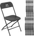 20 Pack Black Plastic Folding Chair, Indoor Outdoor Portable Stackable Commercial Seat with Steel Frame 350lb. Capacity for Events Office Wedding Party Picnic Kitchen Dining