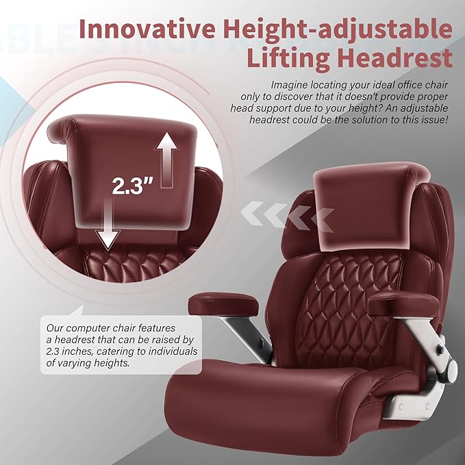 Big and Tall Office Chair 700lbs - Adjustable Headrest&Lumbar Support, 3D Flip Arms, Large Wheels &Heavy Duty Metal Base, Ergonomic High Back Computer Chair Desk Chair, Thick Padded Extra Wide Seat