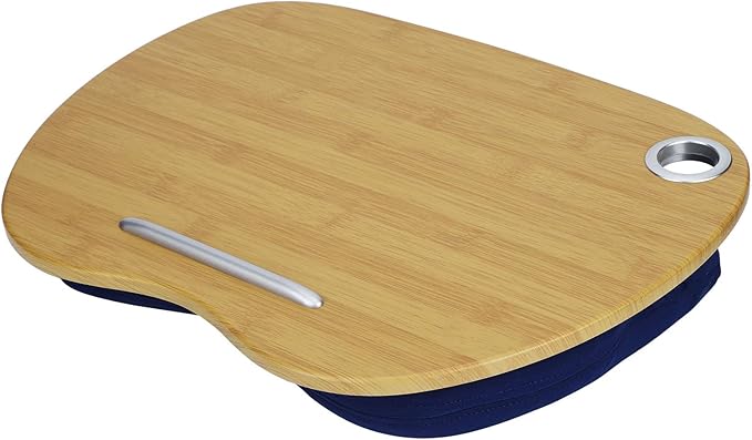 Multifunction Laptop Desk, Portable Lap Desk with Cushion, 3 in 1 Bed Table for Home Office Outdoor Use, Soft Cloth Cover and Durable MDF Board for 14 Inch Laptops (Blue)