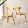 Grewood 100% Solid Oak Wood Dining Chairs Set of 2, Mid Century Modern with Wide Rounded Backrest, Chairs for Dining Room, Kitchen Chairs, Original Wood Color