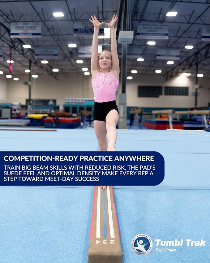 Tumbl Trak 8 Ft Laser Balance Beam with Solid Wood Core Gymnastics Low Balance Training Beam