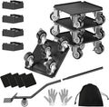 LOYAL TIGER Heavy Duty 1500LBS Furniture Dolly & Movers with 5X 360° Wheels - Carbon Steel Panel & Non-Slip Casters, Includes Lifter Jacks, Gliders for Sofa, Refrigerator (5.4 Inch, Black)