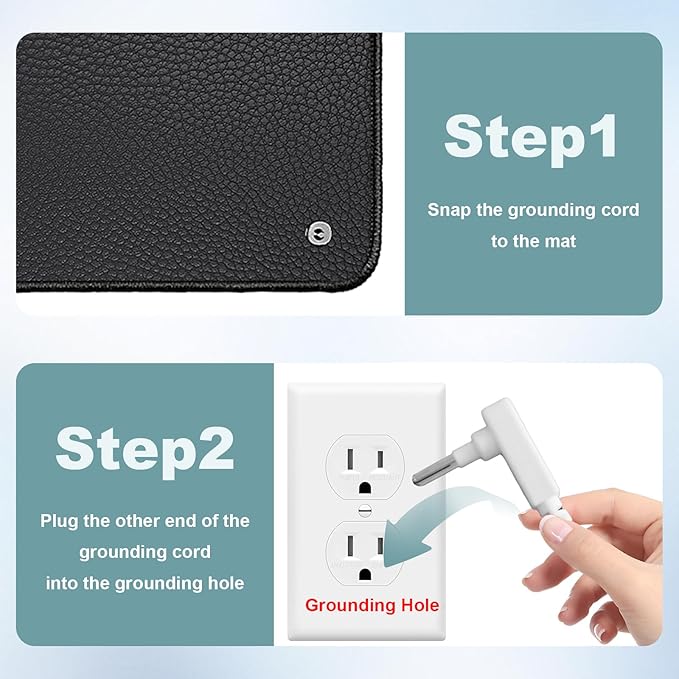 Grounding Mat, Grounding Mat for Bed Feet with 15ft Cord, 35.4x23.6 inches Grounding Pad for Bed, Improves Sleep Energy Wellness