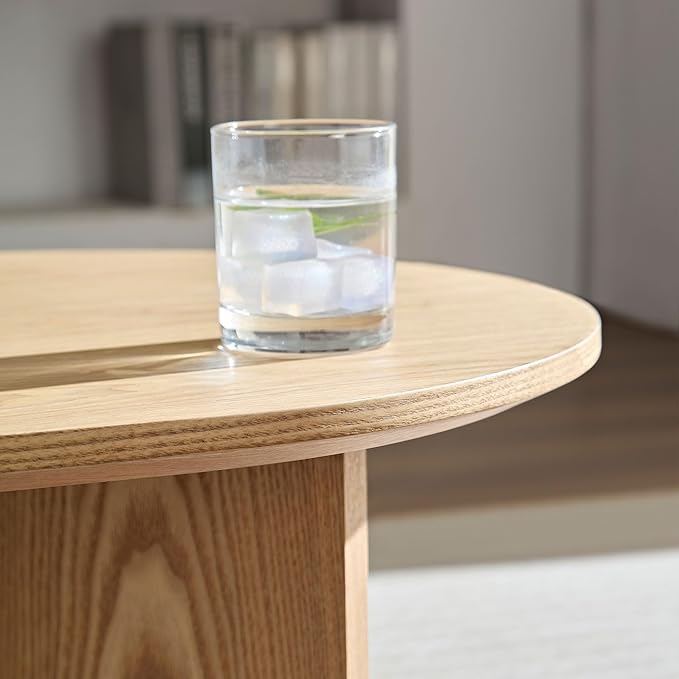 KEVINSPACE W39.37 Oval Coffee Table for Living Room Home Modern with Design CoffeeTable Legs Wood Accent Center Table Mid Century Minimalist Tea Table Cocktail Table Office Oak