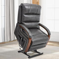 Dual Motor Power Lift Recliner Chair, Lay Flat Recliner, Lift Chair with Massage and Heat, Standing Assistance, Infinite Position Reclining, Living Room Chair (Faux Leather Grey)