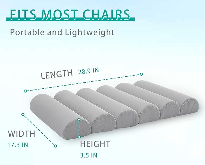 Ergonomic Lumbar Support Pillow for High Back Office Chair - Adjustable 6 Semicircular Back Cushion with Breathable Mesh Cover,Spine Support for Desk/Gaming Chairs, Neck/Upper/Lower Back Pain Relief