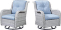 Belord Outdoor Swivel Rcoker Patio Chairs - Outdoor Swivel Patio Chairs Set of 2 Wicker Chair Patio Furniture Sets with Covered Cushion for Porch Deck Balcony Garden, Baby Blue