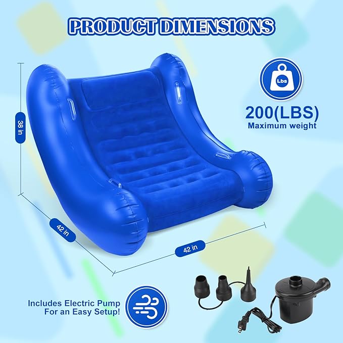 Sensory Rocker Chair for Kids, 42” x 42” x 38” Inflatable Pod Rocking Chair, Air Cloud Rocker, Autistic ADHD Sensory Chairs for Child, Indoor/Outdoor Toddler Rocking Chair – Includes Electric Air Pump