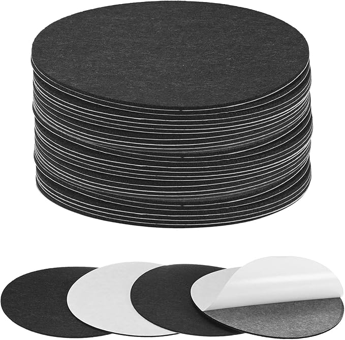 30-Pack Lamp Base Felt, 6.5 Inch Dia. 2mm Thick Self Adhesive Round Fabric Felt Pads for Lamp/Furniture/DIY, Non-Slip Fiber Backed Patch Circles with Adhesive Backing [Black]