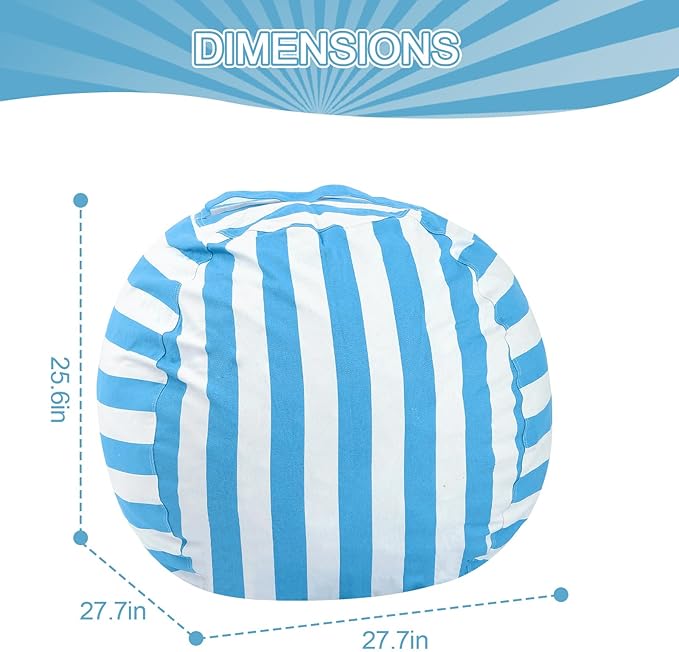 COMAX Bean Bag Chair for Kids, Kid Beanbag Chair Cute, Cotton Canvas Lazy Chair with Shredded Foam Filling, Stuffed Floor Sofa Couch for Boys and Girls, Blue