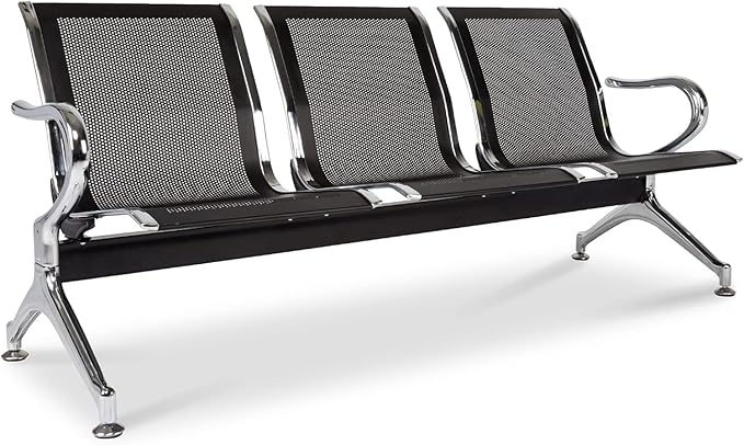 Kinsuite Waiting Room Chair - 3-Seat Airport Reception Lobby Office Bench, Black