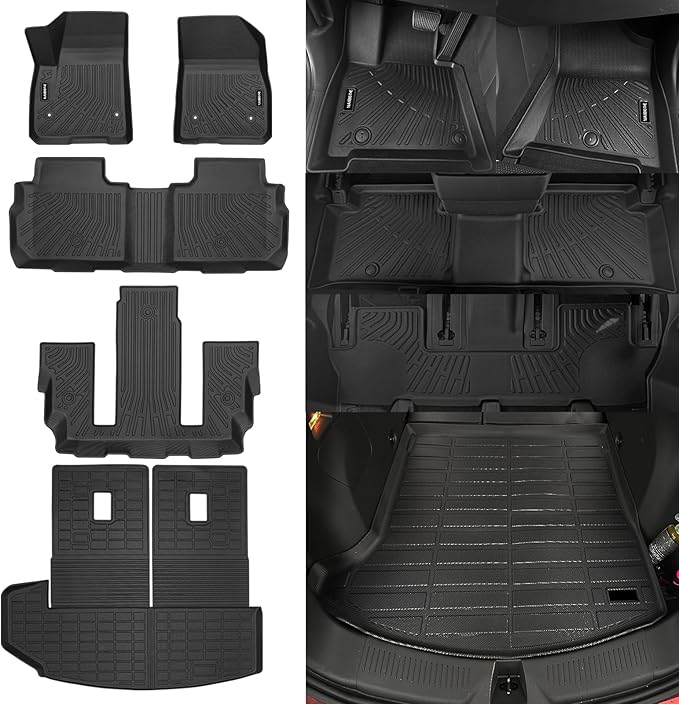 Naibeve Floor Mats for Cadillac XT6 2020-2026 6 Seats Bucket Seats-All Weather for Cadillac XT6 Floor Mats Liners & Cargo Liner & Backrest Mats Waterproof Interior Accessories