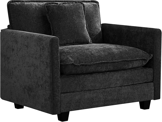UMBFUN Cloud Couch Accent Chair, Oversized Comfy Modular Sofa with Deep Seat Cushions, Chenille Upholstered Lounge Chair for Living Room & Bedroom, Dark Grey