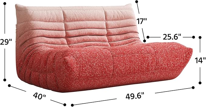 Bean Bag Chair, Fireside Chair, Large Bean Bag Chair for Adults, Bean Bag Chairs for Teens with High-Resilience Foam, Non-Slip Base Floor Lounge Sofa,Living Room (Gradient White-Pink, Loveseat)