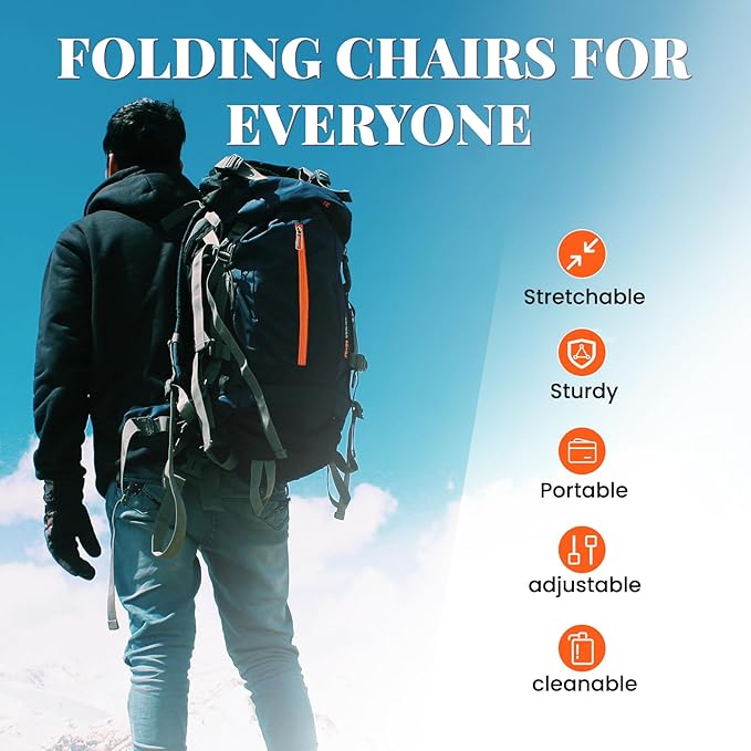 FXKS 2 Pack Upgraded Collapsible Stool Folding Stool with Cushion,Retractable Folding Stool Max Load Capacity 400lbs, Portable Telescoping Stools for Camping Hiking Outdoor BBQ -Orange