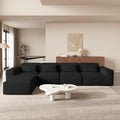 JACH L-Shaped Cloud Sectional Couch, 149" Huge Plus Modular Sofa, Modern Comfy Cloud Couches with Reversible Chaise Ottoman, Sofas Furniture for Living Room, Office, Apartment, Black
