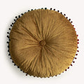 vctops Velvet Soft Round Chair Pads Cute Gradient Pom Pom Indoor Dining Chairs Cushion (Yellow, Diameter 16")