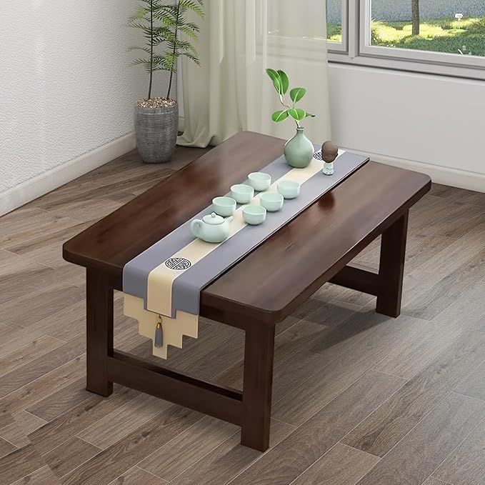 robwibw Japanese Floor Sitting Table, Folding Wood Tea Table Chabudai Japanese Coffee Table Low Table for Living Room Home Tatami Office (A 31.5 * 15.7 * 11.8 INCH)